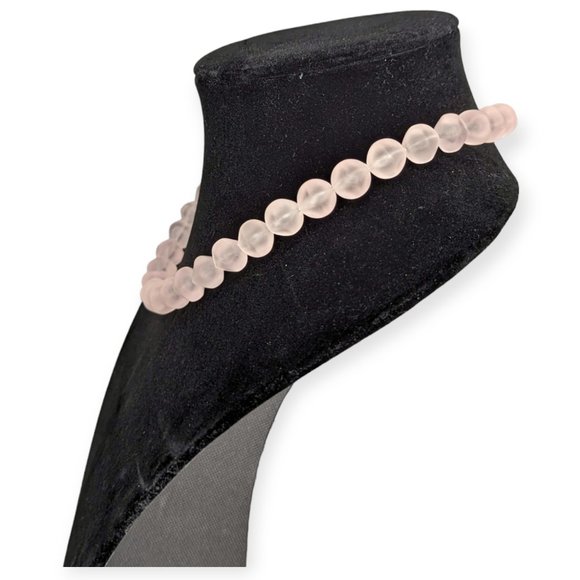 Light Pink Frosted Beaded Necklace - Picture 7 of 10